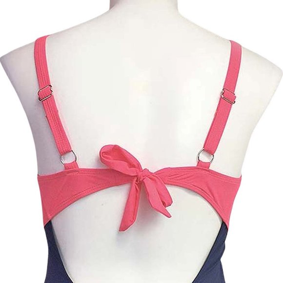 Ruched Front 1pc Swimsuit Sizes 10 or 12  Navy Blue Swimwear with Front Jewel - Picture 8 of 9